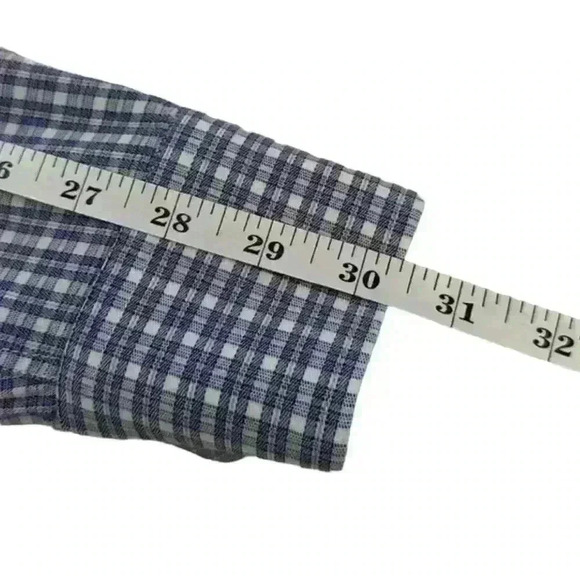 Men’s English Laundry Blue + Cream Plaid Long Sleeve Button Down - Size Medium - Picture 10 of 10